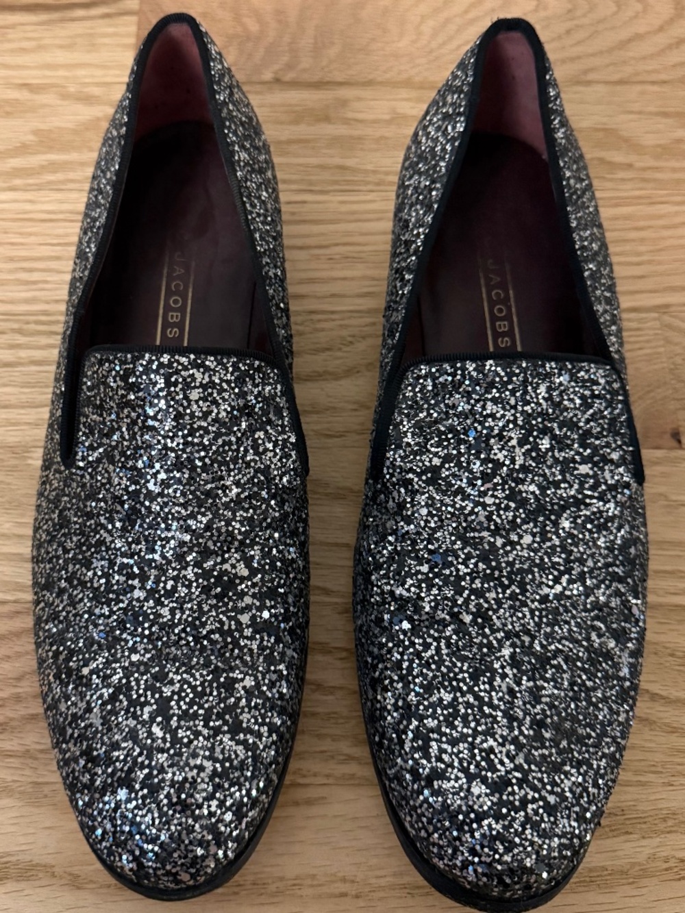 PLUS SIZE: Marc Jacobs Silver Sequin Loafers, Size 40